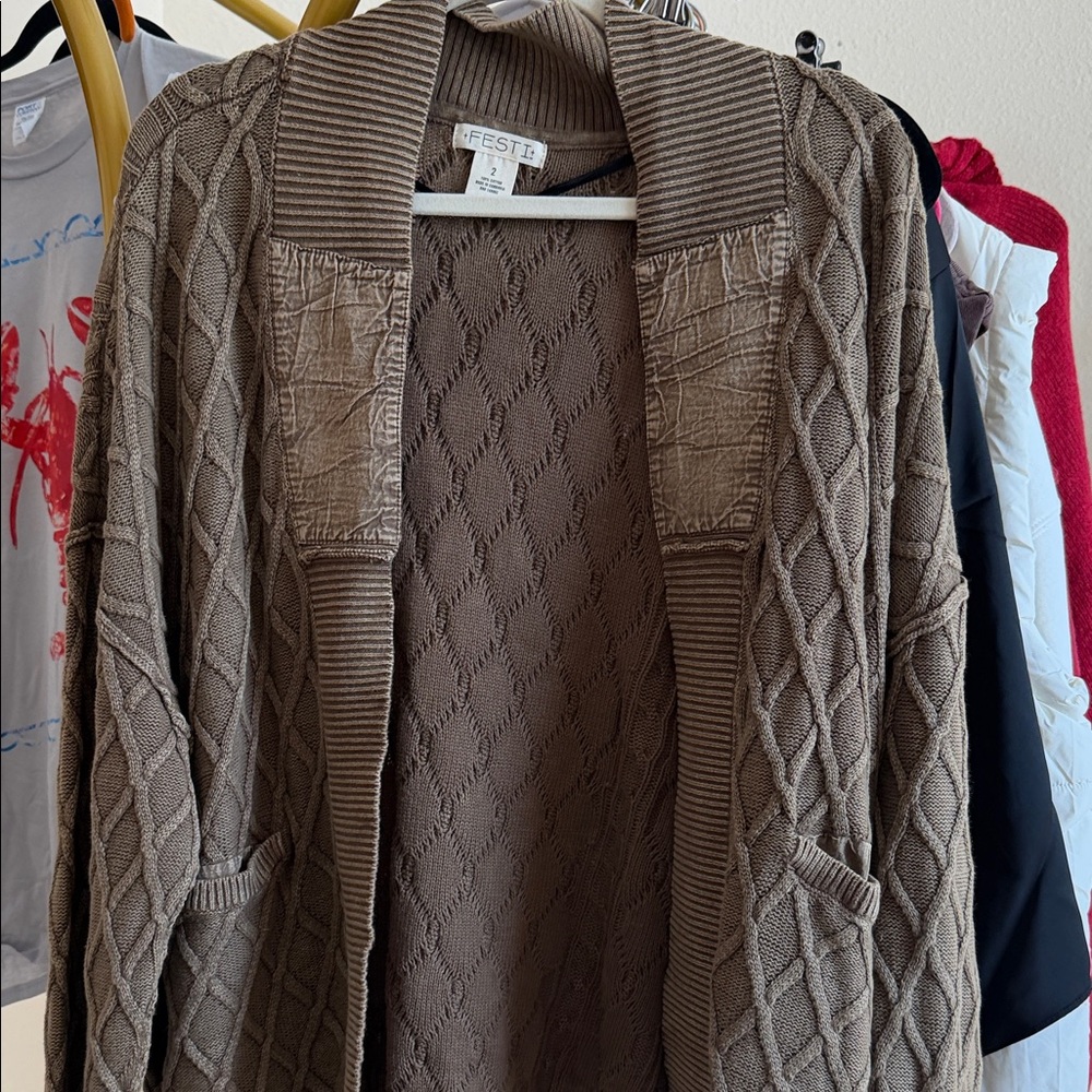 Torrid Taupe Diamond Knit Cardigan - Picture 6 of 7